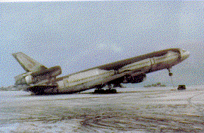 Ash covered plane