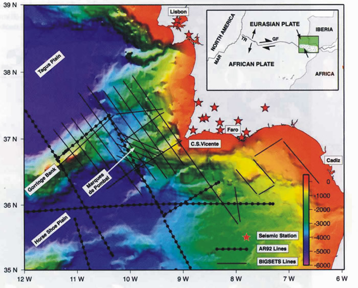 Bathymetry Map of Southwestern Iberia